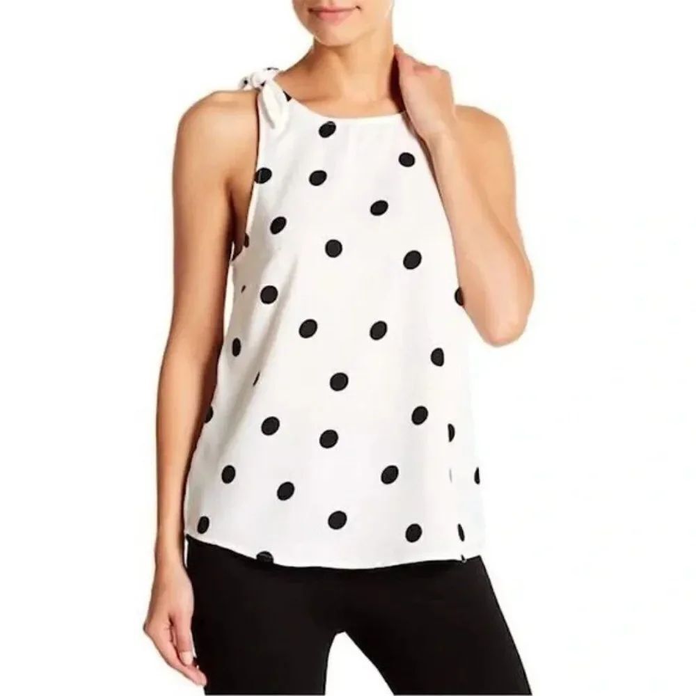 🌹 14th & UNION 🌹 Shoulder Tie Sleeveless Polka Dot Top - [XS | Black & White]